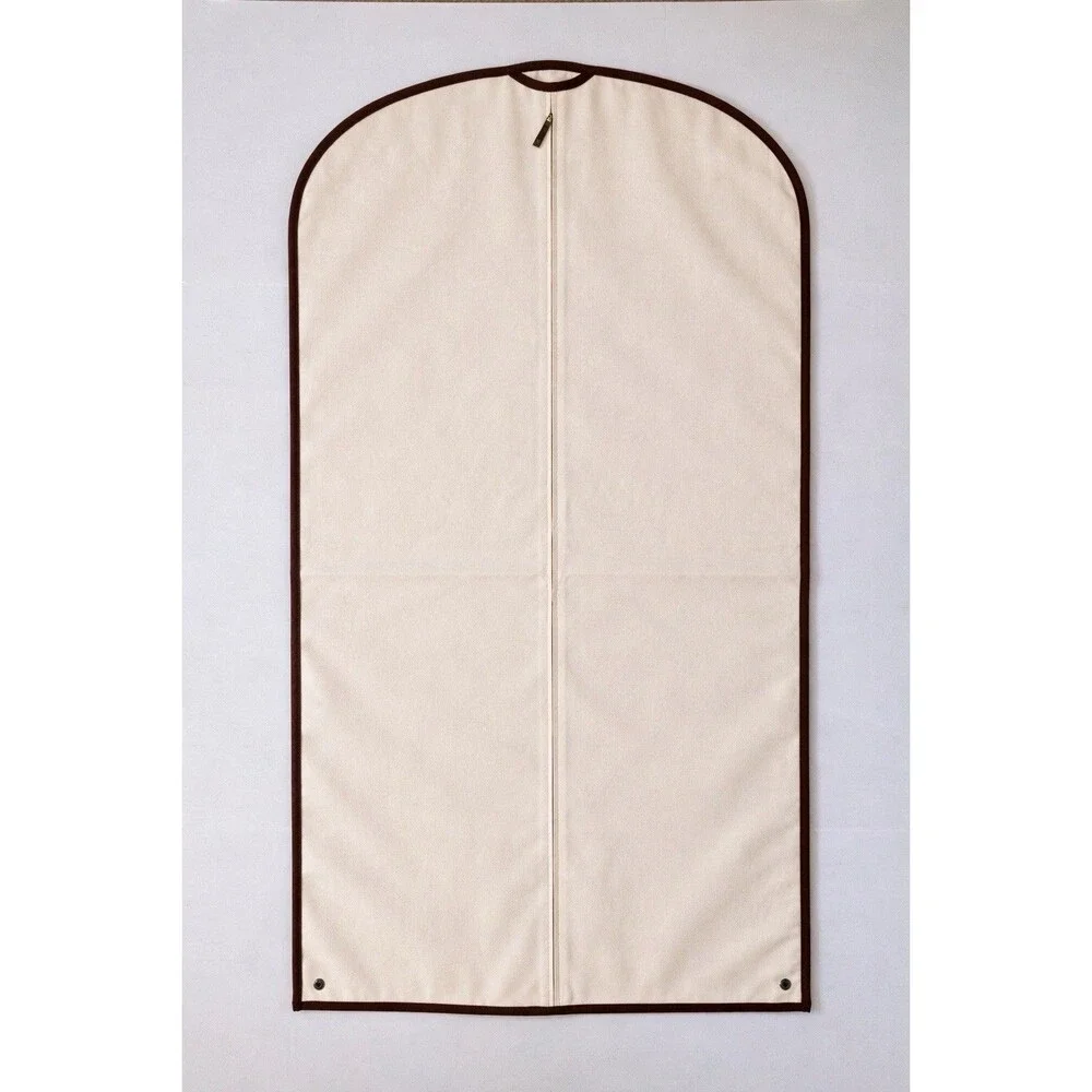 Canali Cream Garment Bag with Brown Trim